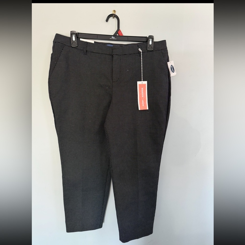 Harper mid-rise womens pants Black with small white dots; 25.5 Inseam
